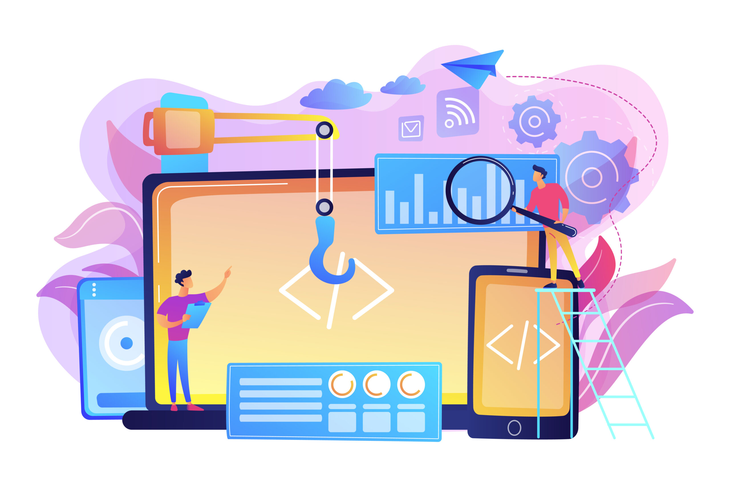 Cross-platform development concept vector illustration.